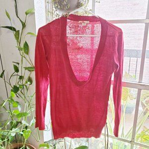 Red low scoop neck sweater